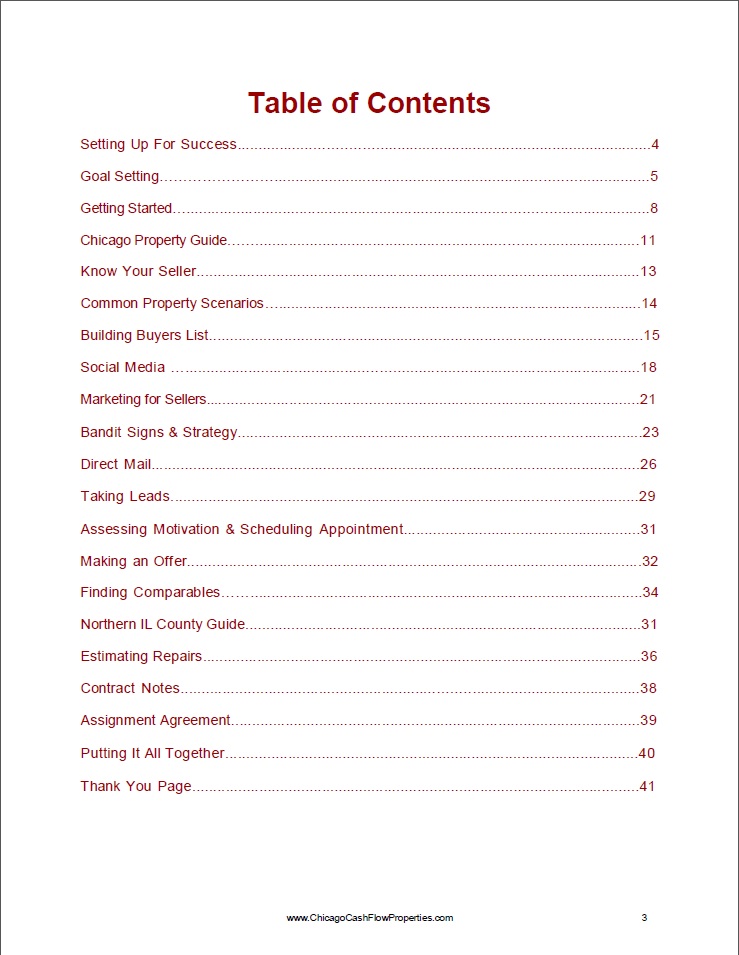 Wholesaling Table of Contents